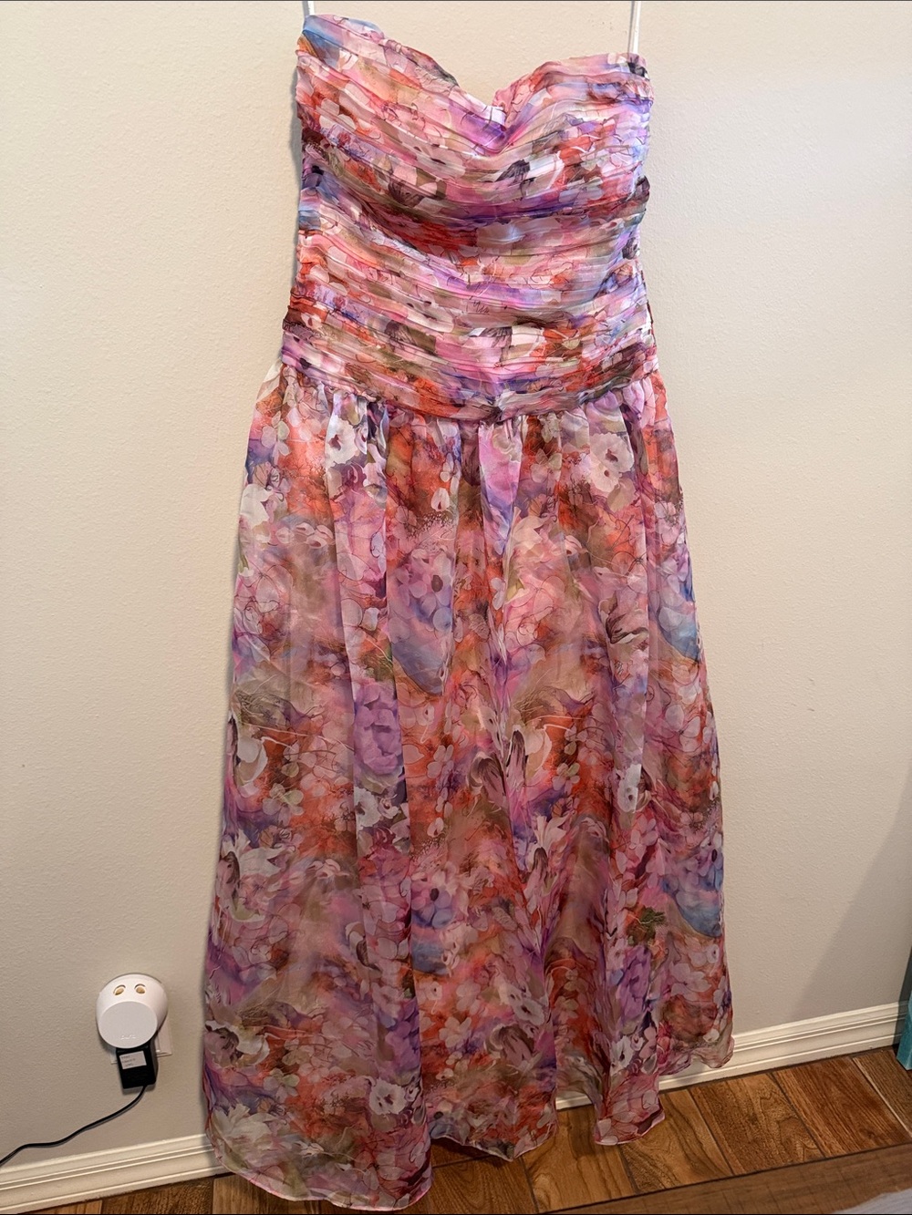 Lulus Kasandra Pink Multi Floral Organza Drop Waist Maxi Dress New with Tags Lg - Picture 6 of 8